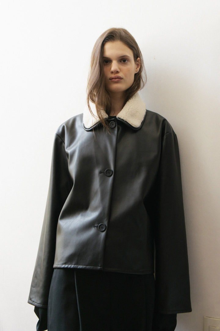 RYN FAUX LEATHER JACKET | black