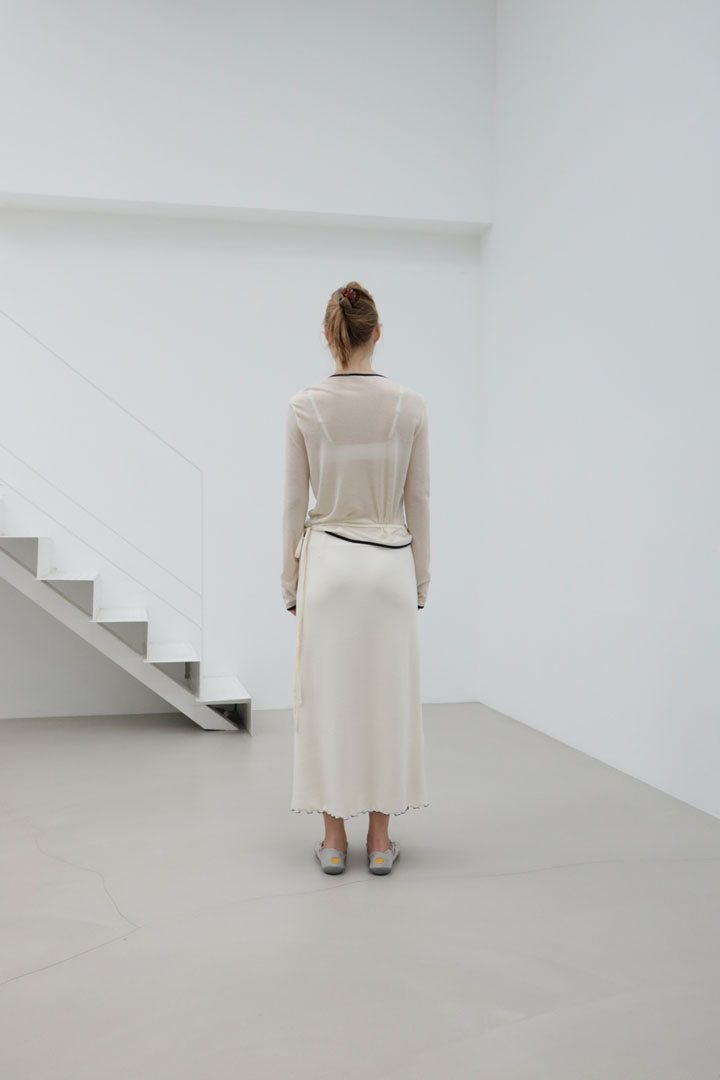 RECYCLED PETAL WRAP SKIRT | ecru